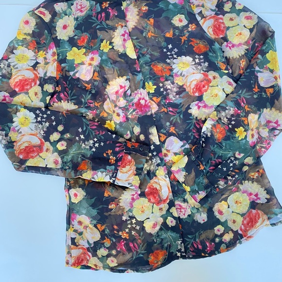 Mango MNG Collection Floral Sheer Shirt Sz XS - Picture 11 of 11
